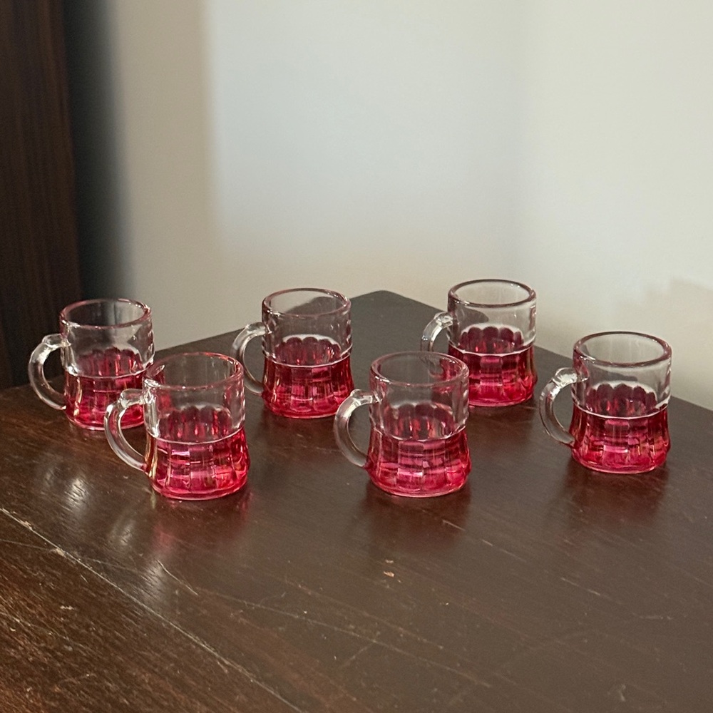 Set of 6 Federal Glass Shot Glass Mugs